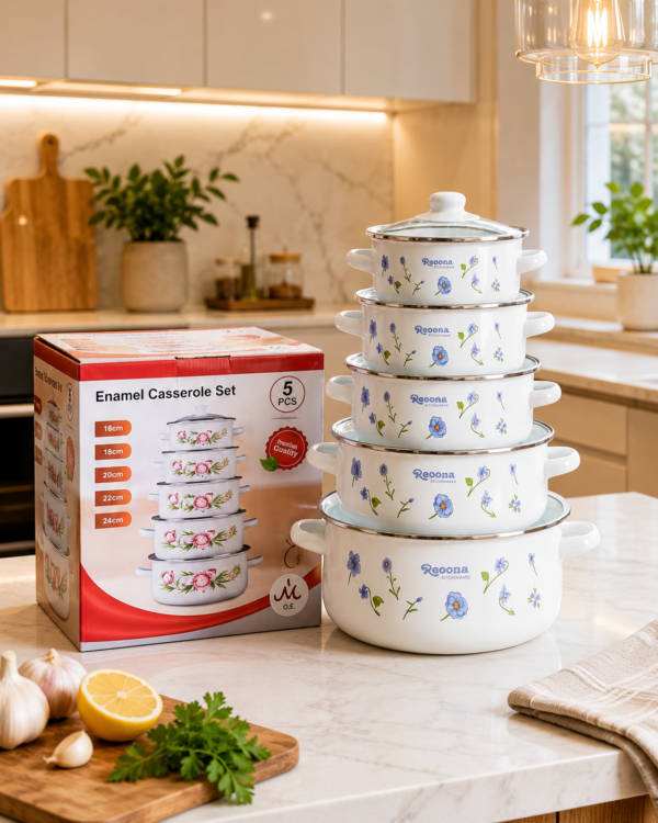 Juego de ollas de porcelana 5 piezas