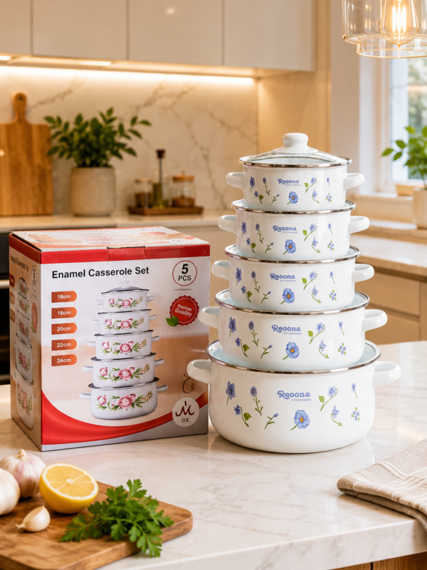 Juego de ollas de porcelana 5 piezas