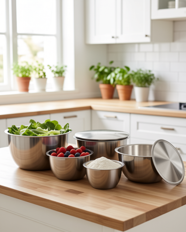 Bowls de acero con tapa de acero (5 piezas)