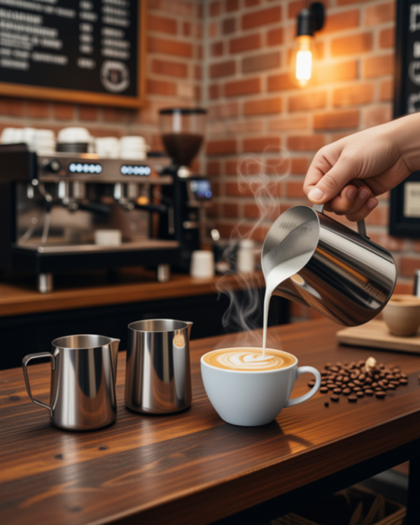 Jarras medidoras de acero para barista