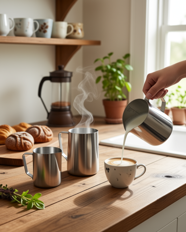 Jarras medidoras de acero para barista